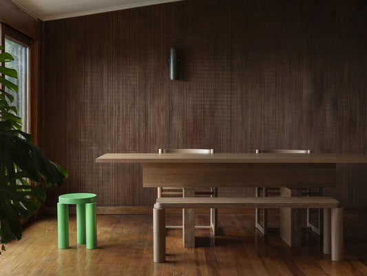 Resident Luminous Green Offset Stool - District Furniture