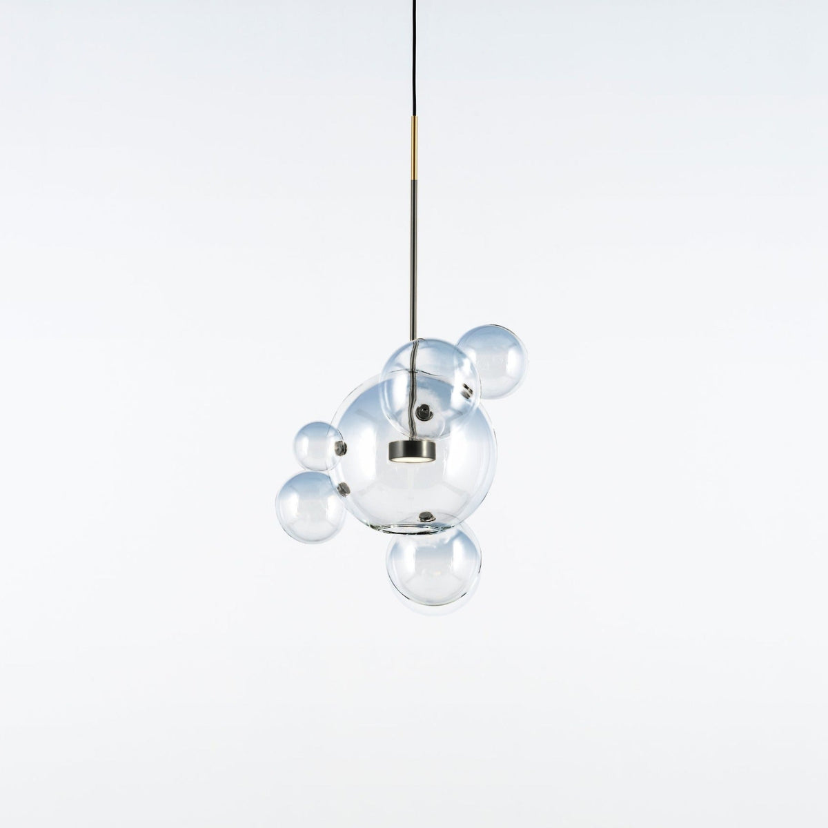 Bolle Pendant 06 in Blackened Brass & Light Blue - District Furniture