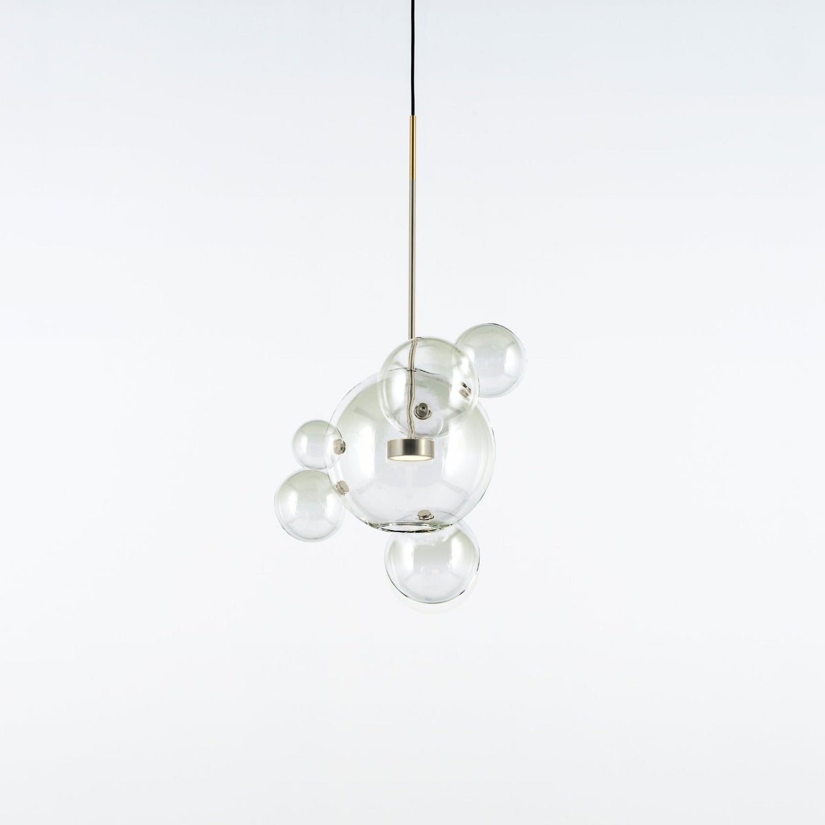 Bolle Pendant 06 in Brushed Nickel & Light Green - District Furniture